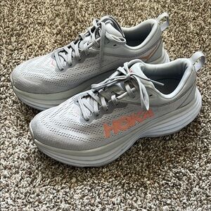 Hoka Gray and Orange Running Shoes